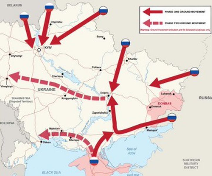 Британские военные опубликовали карту готовящегося «вторжения» России на Украину
