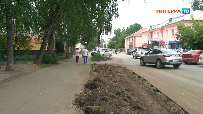 Зачем вдоль тротуара на улице Герцена срубили деревья?